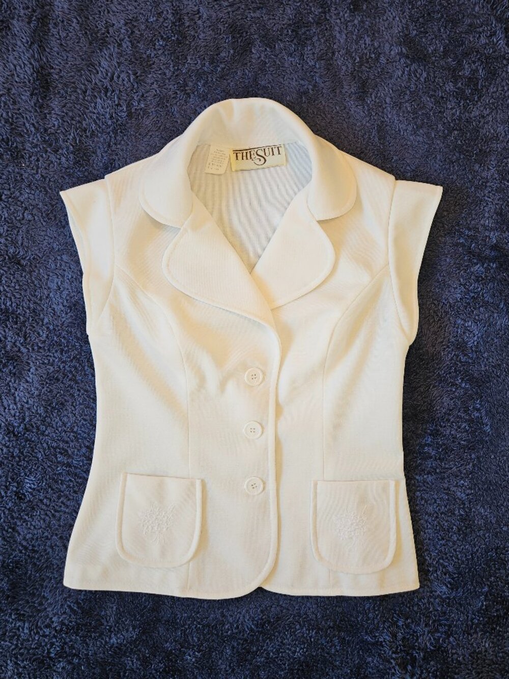 The Suit VTG 90's Women's Off-white Vintage Sleeveless Blazer Tailored Vest XS
